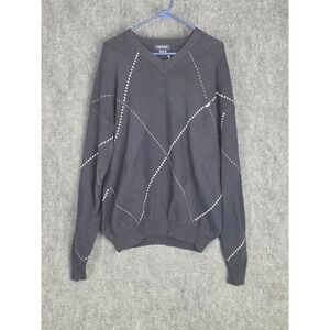 VTG Nautica Mens XXL V Neck Long Sleeve Sweater Argyle Diamond Pattern Old Money
